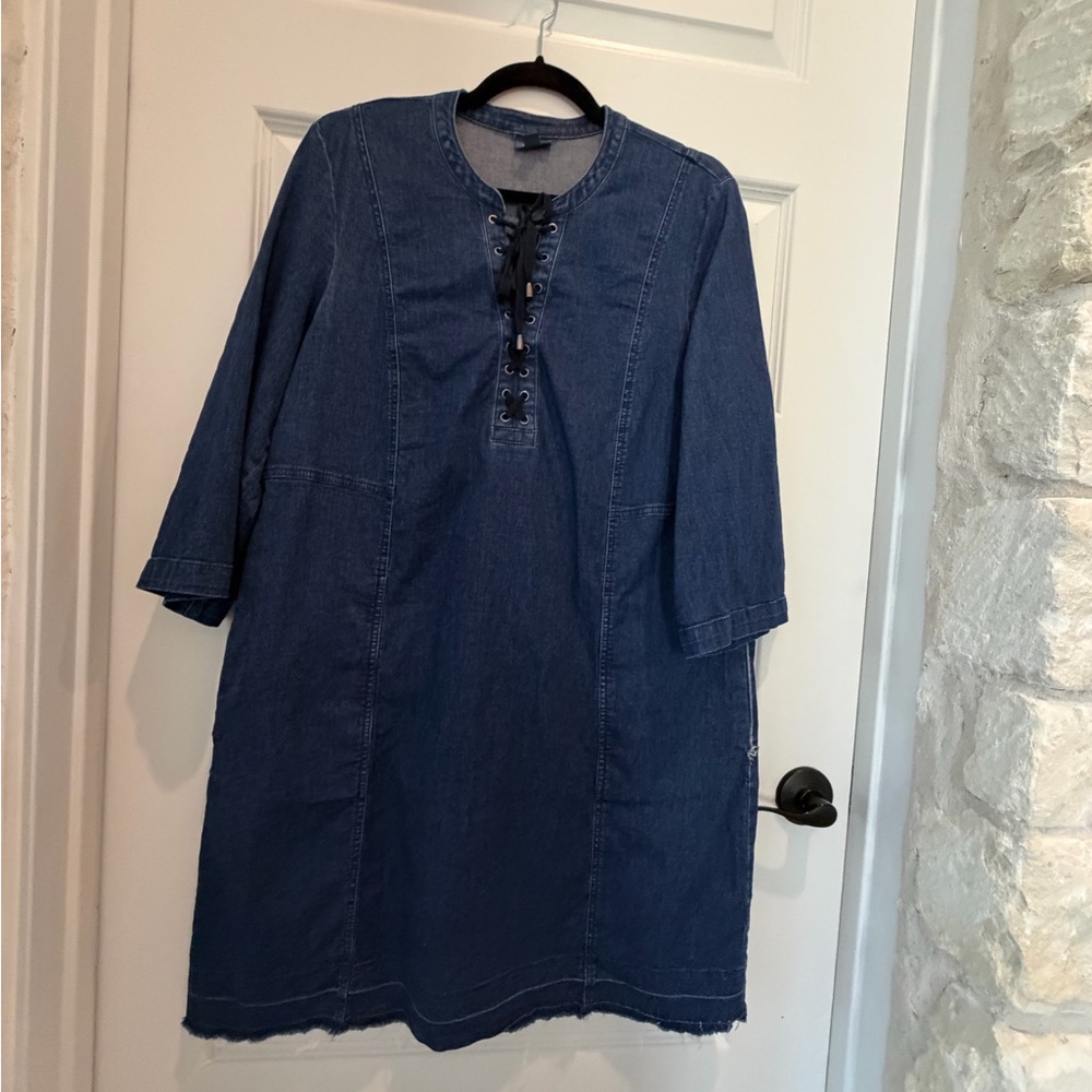 J. Jill Blue Denim Dress with Raw Hem
